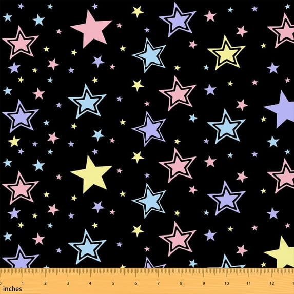 Manfei Pastel Star Fabric by the Yard 1 Yard, Colorful Confetti Home ...