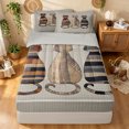 thumbnail image 1 of Manfei Patchwork Cat Zipper Queen Comforter Set with Fitted Sheet and 2 Pillowcases, Modern Fashion Grid Zipper Bedding Set, Beige, Gray Reversible, 4 Pieces, 1 of 7