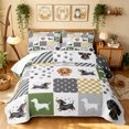 thumbnail image 1 of Manfei Patchwork Dachshund Quilt King, Paw Dot Checkered King Coverlet Set, Green White, 3pcs, 1 Bedspread and 2 Pillowcases, 1 of 7