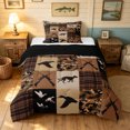 thumbnail image 1 of Manfei Patchwork Duck Camo Twin Comforter Sets, Mid Century Camouflage Bedding Set, Desert Tan, Black Reversible, 2 Pieces, 1 Comforter and 1 Pillowcase, 1 of 7