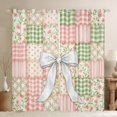 thumbnail image 1 of Manfei Patchwork Plaid Bow Blackout Curtains,Floral Stitch Window Curtains Pack of 2 (38x45 Each), 1 of 6