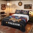 thumbnail image 1 of Manfei Patriotic Eagle Bed Sheets, Grunge American Flag Full Size Sheets, Black Red Blue White, Black Reversible 4-Piece (1 Flat Sheet, 1 Fitted Sheet and 2 Pillowcases), 1 of 6