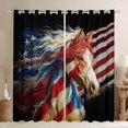 thumbnail image 1 of Manfei Patriotic Horse Kitchen Curtains, USA Flag Black Out Curtains Pack of 2 (42x63 Each), Multicolor, 1 of 6