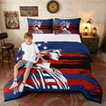 thumbnail image 1 of Manfei Patriotic Liberty Statue Full Size Comforter Sets, Grunge US Flag Bedding Comforter Set, Red White Blue, Black Reversible 3pcs, 1 Comforter and 2 Pillowcases, 1 of 6