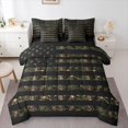 thumbnail image 1 of Manfei Patriotic Usa Flag 7pcs Queen Bedding,Botanical Branches Bedding Comforter Set Queen,Brown Black Stripes Decor,Black Reversible, 1 of 7