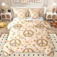 thumbnail image 1 of Manfei Peace and Love Twin Bedding Sets 7-Piece for Teens, Rustic Flower Floral Bedding Comforter Set, Kawaii Cartoon Butterfly Reversible Sheet Sets, Microfiber Bedroom Decor, 1 of 7
