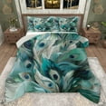 thumbnail image 1 of Manfei Peacock Feather Queen Comforter Set,Abstract Art Bedding Sets,Green Blue Bedding Comforter Set For Girl,Microfiber Bedroom Decor Reversible,3-Piece, 1 of 8