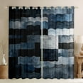 thumbnail image 1 of Manfei Peatchwork Geometric Plaid Curtains and Drapes (42x63),Graffiti Marble Blackout Curtains for Bedroom,Deep Blue Black Curtains Pack of 2 (42x63),Super Cozy Room Decorative, 1 of 6