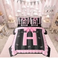 thumbnail image 1 of Manfei Personalized Gifts Bedding Queen Size,Latter H Comforter Sets with Sheets,Pink Kawaii Bow Bedding Sets Queen Size,Lightweight Room Decoration Reversible,7pcs, 1 of 7