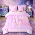 thumbnail image 1 of Manfei Personalized Gifts Bowtie 7 Pieces Bedding Comforter Set,Bow Latter V Full Bedding Set,Girls Bow Tie Fitted Sheet Flat Sheet For Princess,Lightweight Room Decoration Reversible, 1 of 8