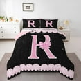 thumbnail image 1 of Manfei Personalized Gifts Bowtie Queen Comforter Set,Bowknot Latter R Bedding Sets,Pink Sparking Print Bedding Comforter Set For Princess,Lightweight Room Decoration Reversible,3 Pieces, 1 of 8