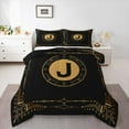 thumbnail image 1 of Manfei Personalized Gifts King Size Comforter Sets,Black Letter J Bedding Comforter Set,Boho Bohemain Theme Bedding Set For Princess,Lightweight Room Decoration Reversible,3pcs, 1 of 8