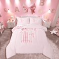 thumbnail image 1 of Manfei Personalized Initial 3 Pieces Queen Comforter Set,Geometric Grid Ultra Soft Bedding Sets,Pink Bowknot Bedding Comforter Set,Ultra Soft Kawaii Home Decor,Reversible, 1 of 8