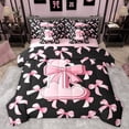 thumbnail image 1 of Manfei Personalized Initial L Bedding Comforter Set 7pcs for Teens Adults,Kawaii Ribbon Bow-tie Queen Bedding Sets Super Cozy,Black Pink Queen Sheet Sets,Ultra Soft Home Decor,Reversible, 1 of 8