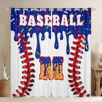 Manfei Personalized Initial Alphabet M Black Out Curtains for Children Kids Boys,Baseball Print Curtains Pack of 2 (42x63 Each),Abstract Graffiti Splash Bedroom Curtains,Ultra Soft Home Decor