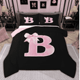 thumbnail image 1 of Manfei Personalized Initial B Bedding Comforter Set for Girls, Pink Bow Tie Twin Comforter Sets, Watercolor Monogrammed Bedding Set, Breathable Room Decor, Reversible 2pcs, 1 of 6