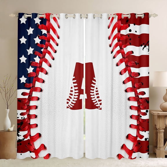 Manfei Personalized Initial A Curtains Pack of 2 (42x84 Each) for Boys Girls Teens,Letter Monogrammed Alphabet Curtains Blackout,Sport Baseball Bedroom Curtains,Luxury Bedroom Decor