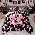 thumbnail image 1 of Manfei Personalized Initial E Bedding Comforter Set 2pcs for Preppy Child,Dreamy Princess Twin Comforter Sets Microfiber,Pink Ribbon Bow Knot Breathable Bedding Set,Luxury Bedroom Decor,Reversible, 1 of 8
