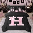 thumbnail image 1 of Manfei Personalized Initial H Twin Bedding Sets 7-Piece for Girls, Pink Bow Tie Bedding Comforter Set, Watercolor Monogrammed Sheet Sets, Breathable Room Decor, 1 of 6