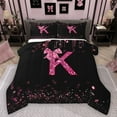 thumbnail image 1 of Manfei Personalized Initial K Bedding Comforter Set 2pcs for Preppy Child,Pink Ribbon Bow Knot Twin Comforter Sets Microfiber,Bling Glitter Breathable Bedding Set,Luxury Bedroom Decor,Reversible, 1 of 8