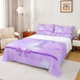thumbnail image 1 of Manfei Personalized Initial Letter T Girl 4-Piece Full Size Sheets,Flying Butterfly Bed Sheets,Dreamy Princess Lightweight Sheet Sets,Bling Glitter Room Decor, 1 of 7