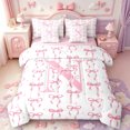 thumbnail image 1 of Manfei Personalized Letter N 7pcs Queen Bedding,Cute Pink Bowknot Bedding Comforter Set Queen,Pink Reversible, 1 of 7