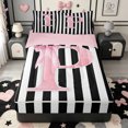 thumbnail image 1 of Manfei Personalized Monogrammed P Zipper Full Size Comforter Sets with Fitted Sheet and 2 Pillowcases,Chic Bow Knot Gifts Zipper Bedding Set,Pink Reversible,4-Piece, 1 of 7