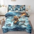thumbnail image 1 of Manfei Pet Animal Kitten 7pcs Bedding Comforter Set,Ocean Animal Shark Queen Bedding Sets,Nautical Adventure Queen Sheet Sets For Girls Teens,Ultra Soft Home Decor Reversible, 1 of 8