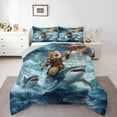 thumbnail image 1 of Manfei Pet Animal Kitten Full Size Comforter Sets,Ocean Animal Shark Bedding Comforter Set,Nautical Adventure Bedding Sets For Girls Teens,Ultra Soft Home Decor Reversible,3pcs, 1 of 8