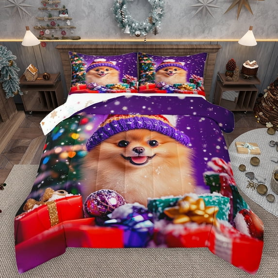 Manfei Pet Dog Lovers Bedding Comforter Set,Kids Christmas Gifts Twin Comforter Sets,Kawaii Puppy Dogs Bedding Set For Kids,Super Cozy Room Decor Reversible,2pcs