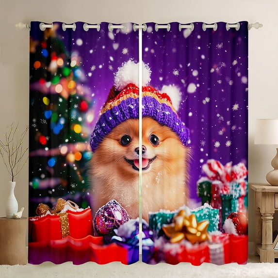 Manfei Pet Dog Lovers Black Out Curtains,Kids Christmas Gifts Curtains Pack of 2 (42x63 Each),Kawaii Puppy Dogs Bedroom Curtains For Kids,Super Cozy Room Decor