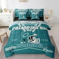 thumbnail image 1 of Manfei Philadelphia Bed in a Bag Full Size,Football City Bed Set,Green Gray Bedding Full Size,Super Cozy Room Decor Reversible,7 Pieces, 1 of 7