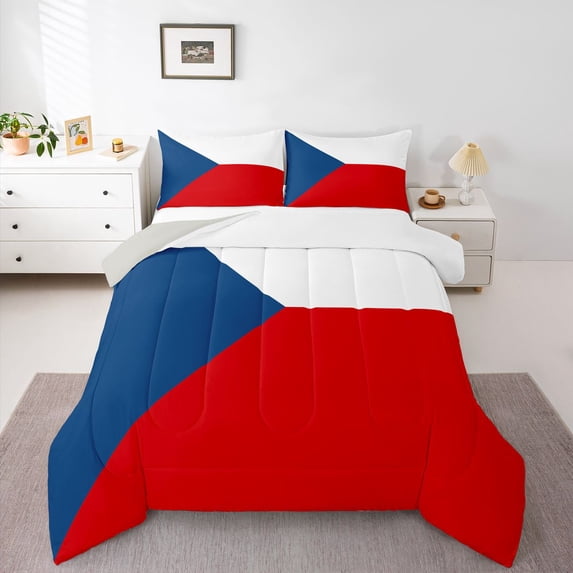 Manfei Philippines Flag Full Size Comforter Sets,Blue White Red Bedding Comforter Set,Light Gray Reversible,3-Piece,1 Comforter and 2 Pillowcases