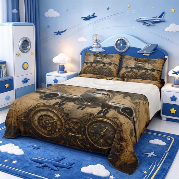 Manfei Pilot Pattern Bed Sheets,Artistic Compass Full Size Sheets,1 ...