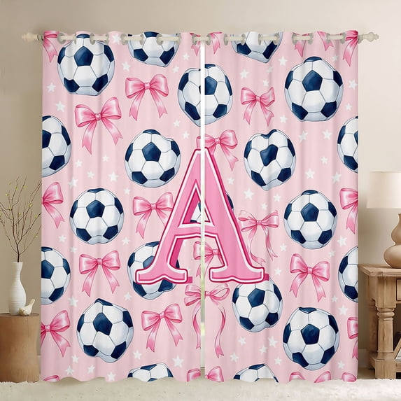 Manfei Pink 3D ABC Print A Blackout Curtains,Cute Coquette Bow Window Curtains Pack of 2 (38x45 Each)