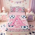 thumbnail image 1 of Manfei Pink 3D ABC Print A Zipper Twin Comforter Sets with Fitted Sheet and 2 Pillowcases,Cute Coquette Bow Zipper Bedding Set,Pink Reversible,4-Piece, 1 of 7