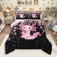 thumbnail image 1 of Manfei Pink Axolotl Bedding Comforter Set 2pcs for Kids Girls, Japanese Cherry Blossoms Twin Comforter Sets, Black Pink Bedding Set, Lightweight Room Decor, 1 of 8