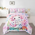 thumbnail image 1 of Manfei Pink Axolotl Bedding Full Comforter Set,Magic Animal Down Comforter,Watercolor Coral Bedding Sets Full with Comforter,Super Cozy Bedroom Decor Reversible,3 Pieces, 1 of 7