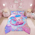 thumbnail image 1 of Manfei Pink Axolotl Bedding Sets Twin with Comforter, Boba Milk Tea Duvet Insert, Dreamy Sky Cloud Reversible Comforter Sets Twin Size, Breathable Bedroom Decor, 2 Pieces, 1 of 8