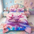 thumbnail image 1 of Manfei Pink Axolotl Full Size Comforter Sets,Watercolor Salamander Print Bedding Comforter Set,Pink Reversible,3pcs,1 Comforter and 2 Pillowcases, 1 of 7