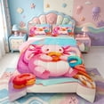 thumbnail image 1 of Manfei Pink Axolotl Queen Comforter Set,Colorful Salamander Comforter Sets Queen,Pink Reversible,3-Piece,1 Comforter and 2 Pillowcases, 1 of 7