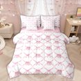 thumbnail image 1 of Manfei Pink Ballet Shoes Bow Print Bedding Comforter Set for Girls, Kawaii Ribbon Bows Full Bedding Set, Pink Reversible, 7 Pieces, 1 of 7