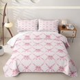 thumbnail image 1 of Manfei Pink Ballet Shoes Bow Print Quilt King for Baby Girls, Romantic Ribbon Bows King Coverlet Set, 1 of 7
