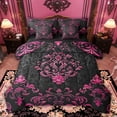 thumbnail image 1 of Manfei Pink Baroque Damask 7-Piece Bedding Sets Full Size, Hippie Flower Floral Comforter Sets with Sheets, Vintage Victorian Bedding Accessories, Breathable Bedroom Decorative, 1 of 6