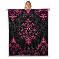 thumbnail image 1 of Manfei Pink Baroque Damask Sherpa Blanket 60x80, Hippie Flower Floral Fuzzy Blanket Throw, Vintage Victorian Flannel Blanket, Breathable Bedroom Decorative, 1 of 8