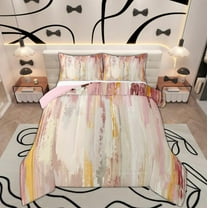 Manfei Pink Beige Ombre Bedding Comforter Set for Girls, Watercolor Oil Painting Twin Comforter Sets, Abstract Gradient Art Bedding Set, Ultra Soft Bedroom Decor, Reversible 2-Piece