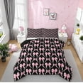 thumbnail image 1 of Manfei Pink Black Bow King Size Comforter Sets,Lovely Bow Tie Bedding Comforter Set,Girl Bowtie Bedding Set For Children,Breathable Home Decor Reversible,3-Piece, 1 of 8