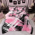 thumbnail image 1 of Manfei Pink Black Graffiti Bedding Comforter Set,Modern Abstract Geometric Twin Comforter Sets,Vitage Stripe Pattern Bedding Set For Kids,Super Cozy Room Decor Reversible,2pcs, 1 of 8