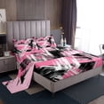 thumbnail image 1 of Manfei Pink Black Graffiti Twin Sheet Sets,Modern Abstract Geometric Twin Fitted Sheet,Vitage Stripe Pattern Flat Sheet For Kids,Super Cozy Room Decor,3pcs, 1 of 7