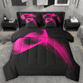 thumbnail image 1 of Manfei Pink Black Twin Bedding Sets 7pcs, Modern Abstract Art Bedding Comforter Set, Geometric Line Stripe Sheet Sets, Super Cozy Room Decor, 1 of 8